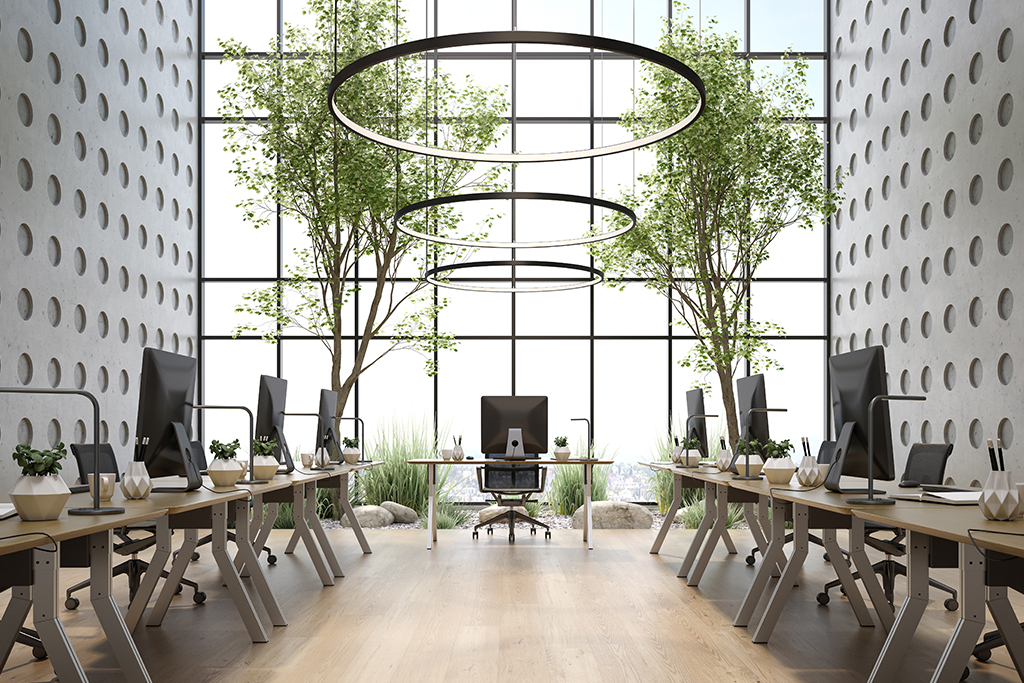 modern office concept &ndash; natural light and greenery